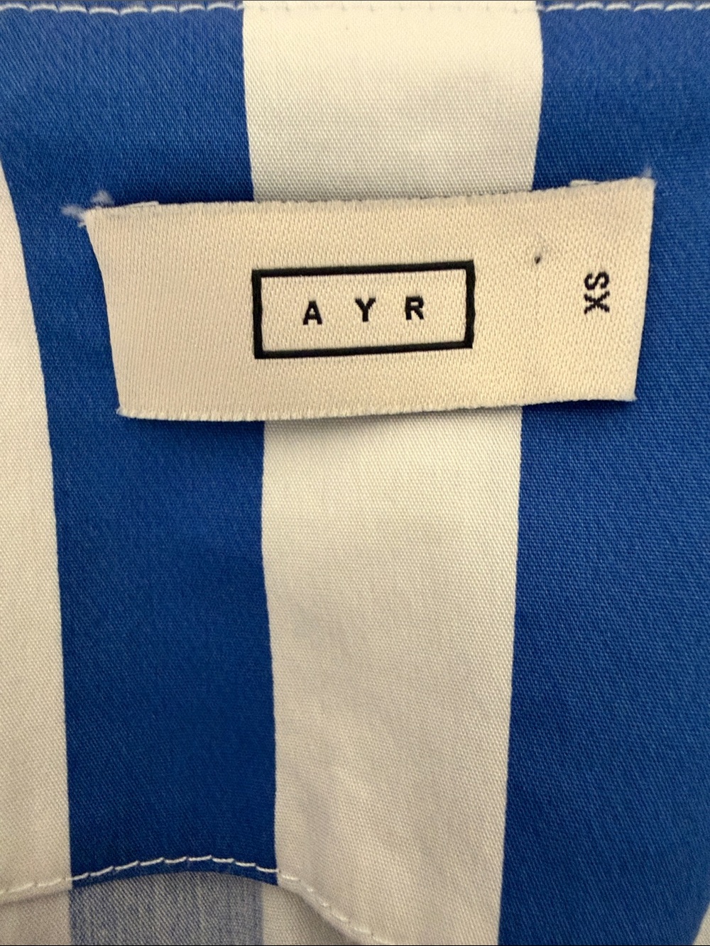 AYR The Extra Extra Puff Sleeve Midi Dress in Marais Blue Regatta Stripe XS - Picture 15 of 16